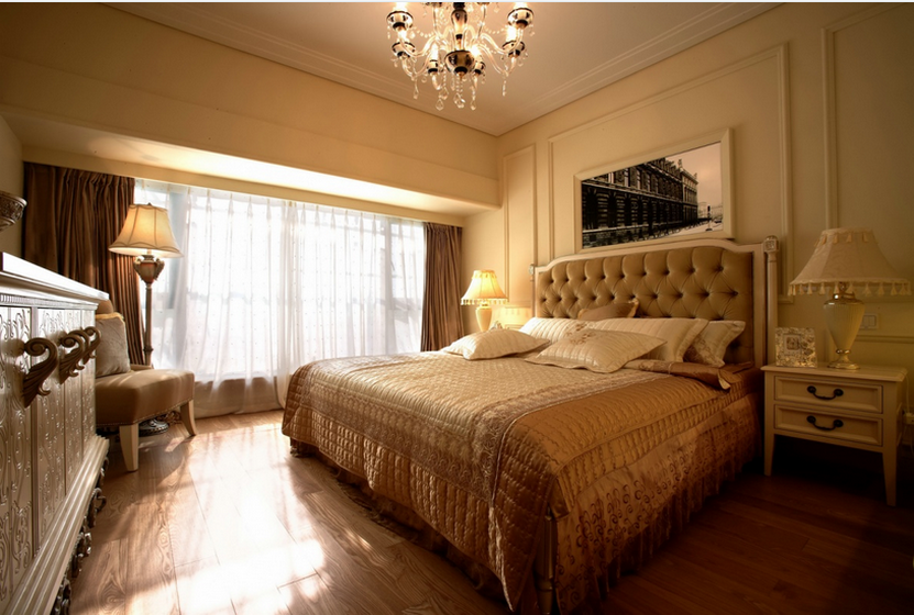 欧式风格大气暖色调卧室装修效果图