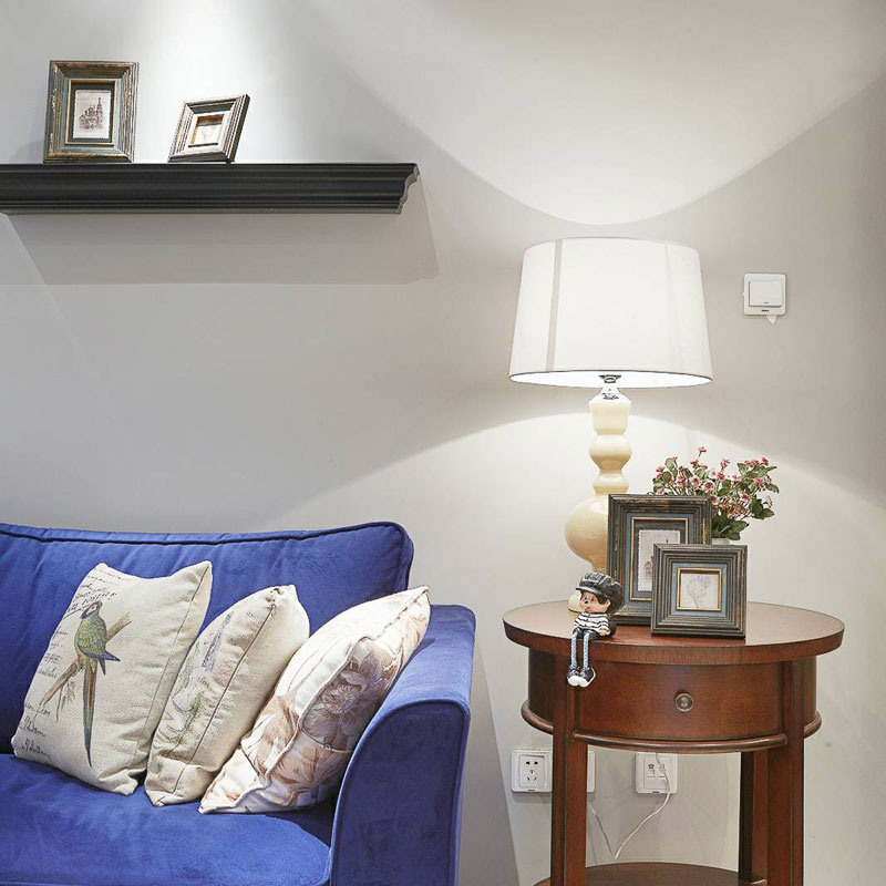 ,蓝色,60平米装修,美式风格,二居室装修,灯具,客厅灯具