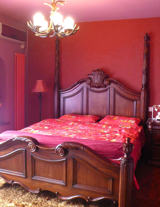 卧室,红色,古典,稳重,