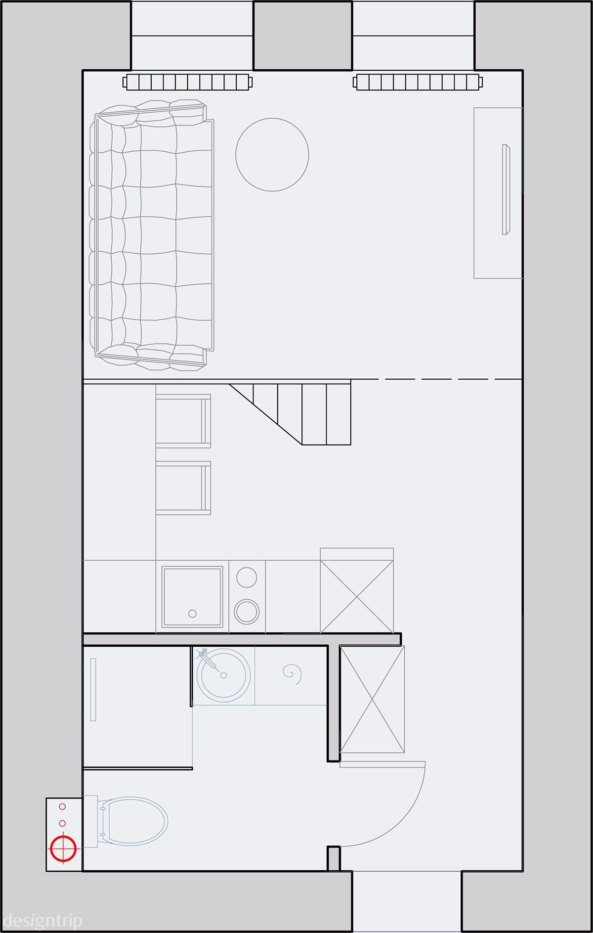 小空间24平黑色系loft单身公寓
