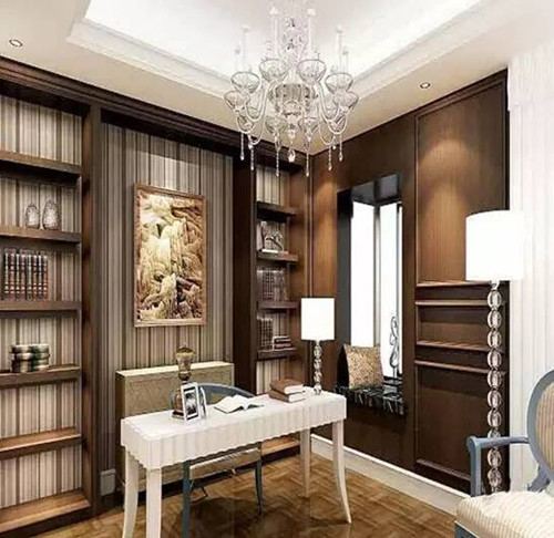 2021欧式书房装修效果图大全 典雅的欧式书房设计