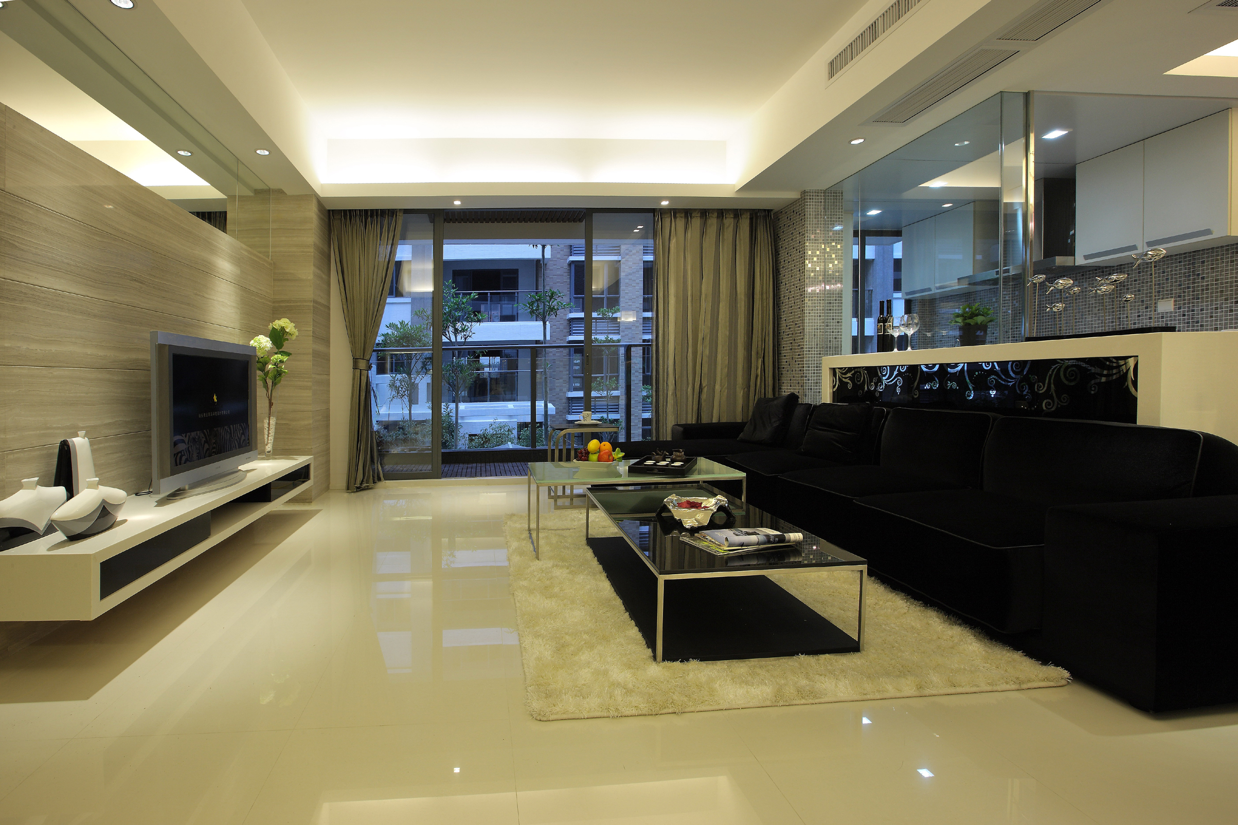 80平米装修,二居室装修,10-15万装修,现代简约风格,电视背景墙