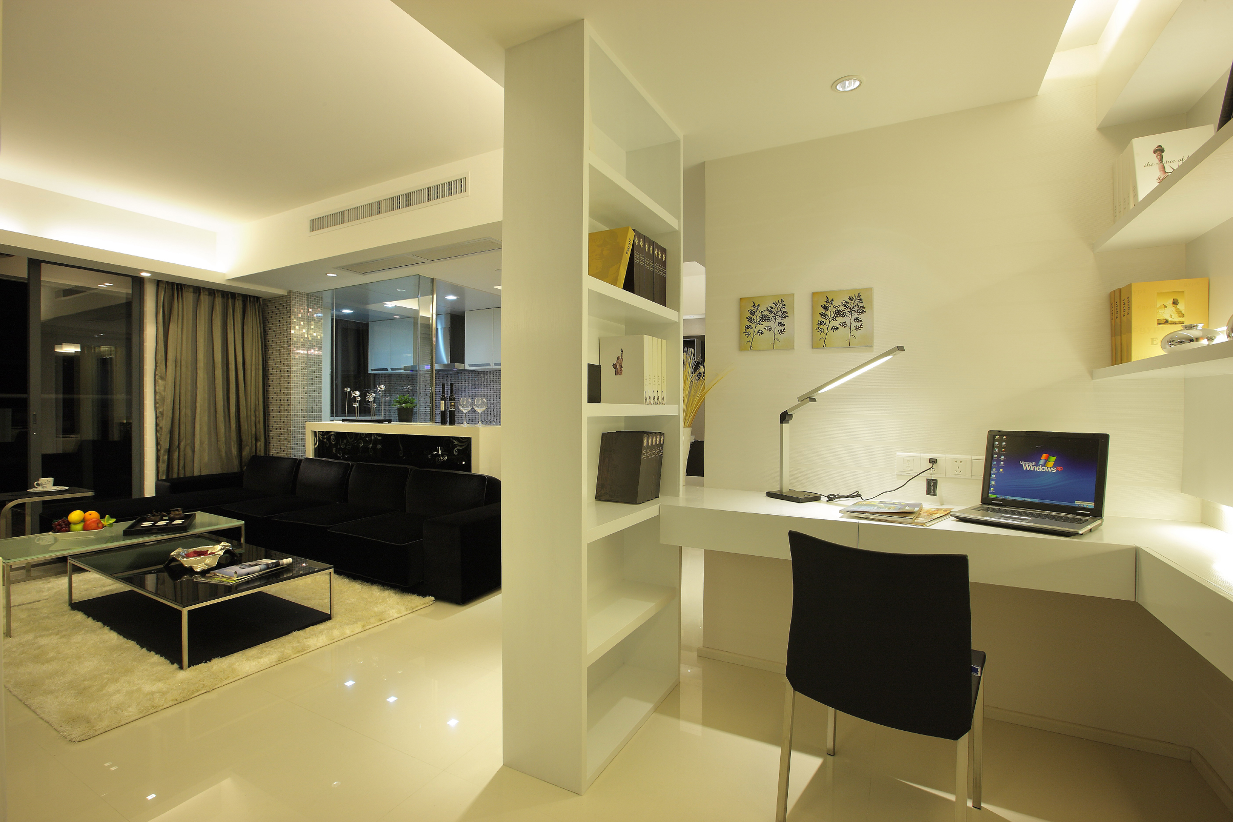 80平米装修,二居室装修,10-15万装修,现代简约风格,白色,书桌