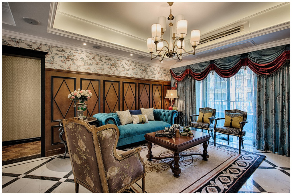 120平米装修,四房装修,15-20万装修,美式风格,新古典风格,沙发,咖啡色