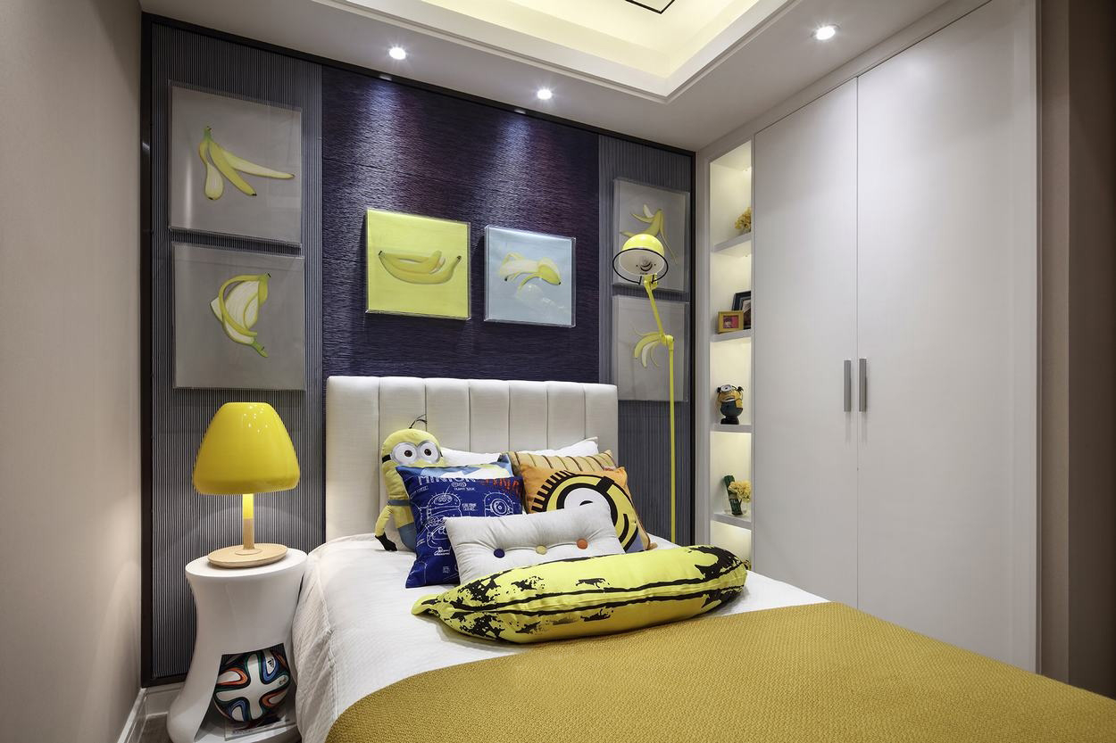 三居室装修,15-20万装修,80平米装修,现代简约风格,黄色