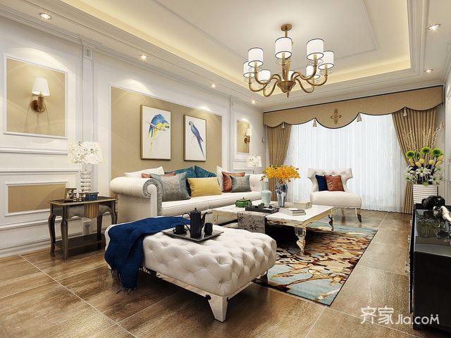 简欧风格别墅沙发背景墙装修效果图9/9