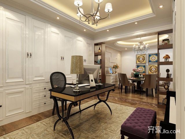 简欧风格别墅书房装修效果图6/9