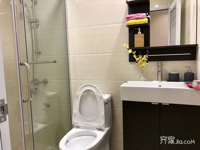小户型简约风三居装修卫生间布局图3/8
