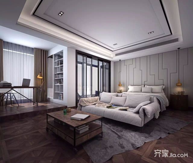 混搭风格别墅卧室装修效果图1/5
