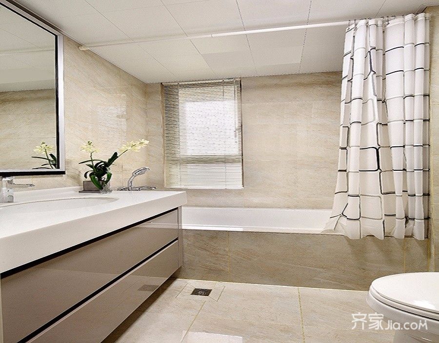 10-15万装修,三居室装修,120平米装修,卫生间,中式风格,浴室柜