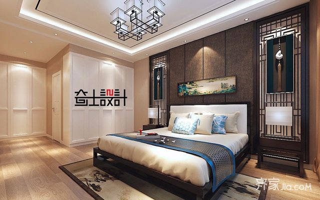 新中式风格二居卧室装修设计图3/5