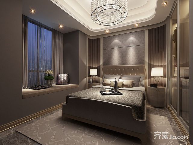 现代简约风格三居室装修卧室搭配图1/4