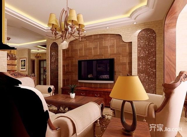 美式乡村风格二居客厅装修效果图4/4