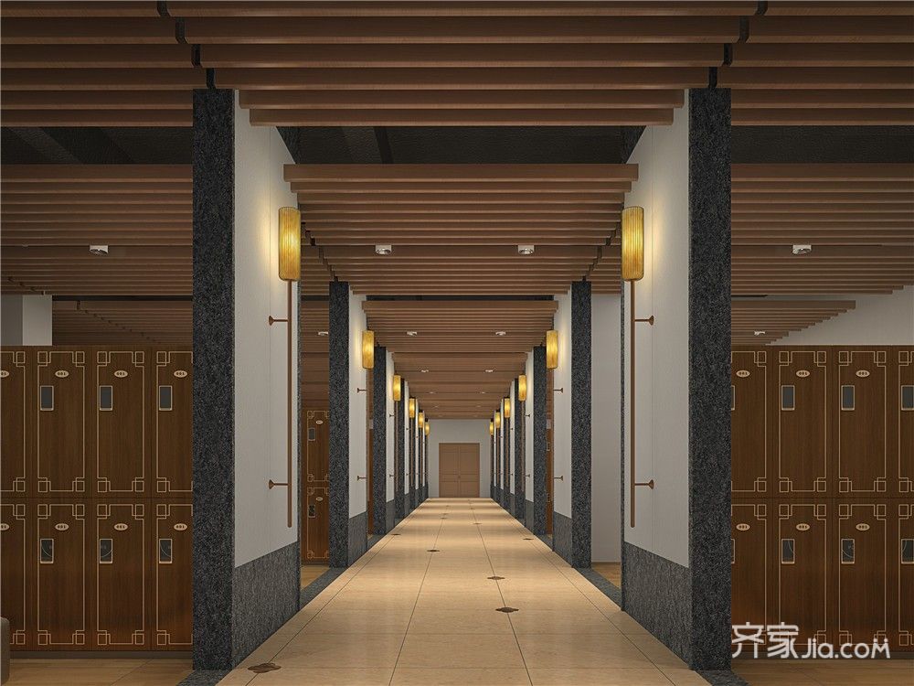 养生会所,20万以上装修,大户型,140平米以上装修,简约风格,卧室,咖啡色,过道