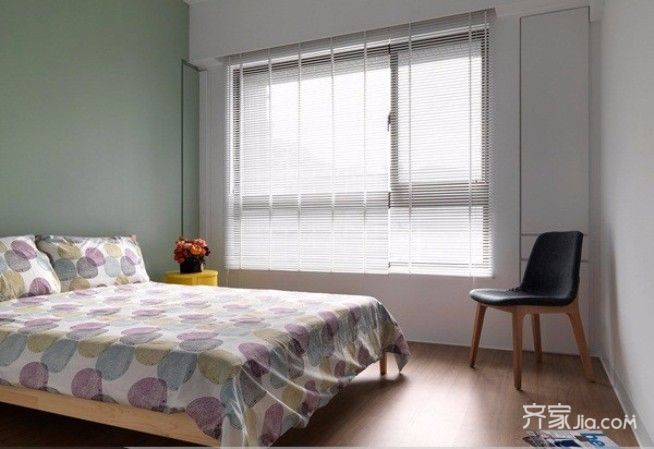 5-10万装修,三居室装修,90平米装修,卧室,简约风格,窗帘,白色