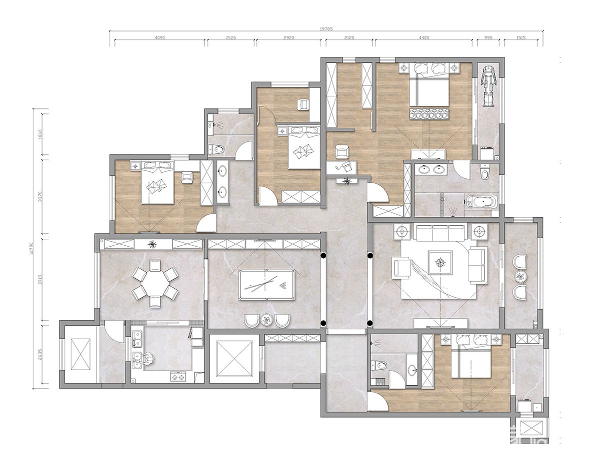18万280平米欧式四居室装修效果图,紫金城大平层的风