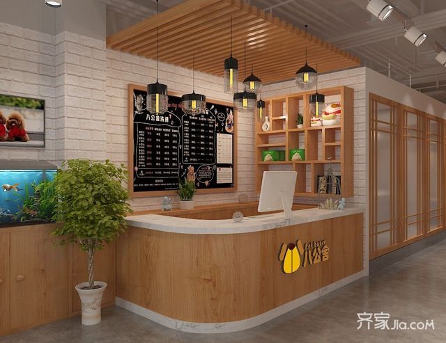 简约日式宠物店前台装修效果图2/5