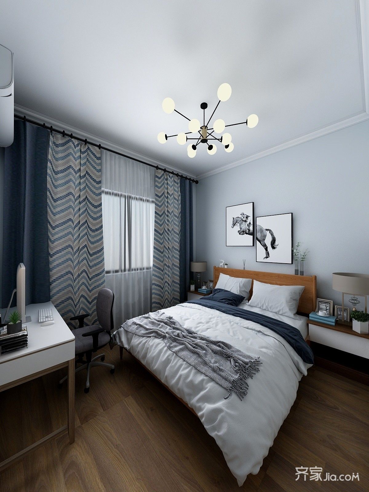 主卧室的设计我们一贯很简单,整体的暖色系涂料加上软装搭配