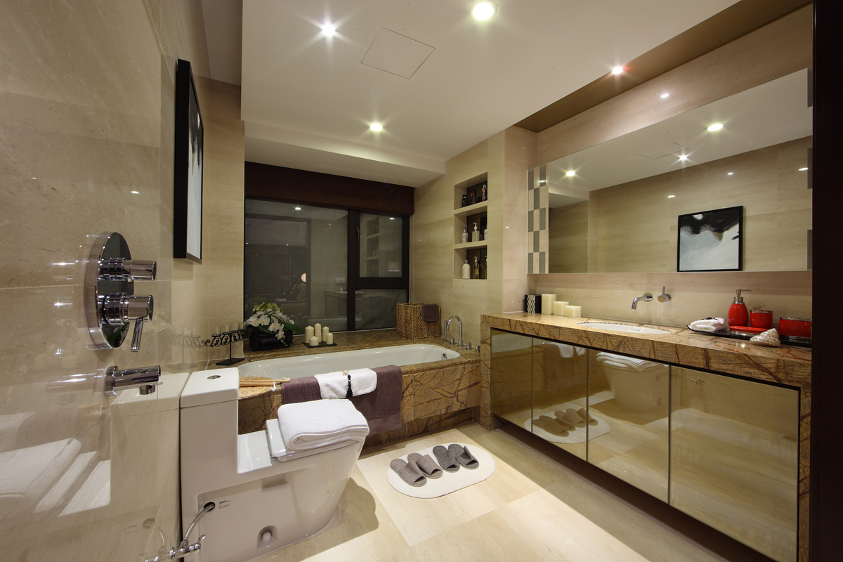 中式风格,50-100万,20万以上装修,140平米以上装修,三居室装修,暖色调,浴室柜