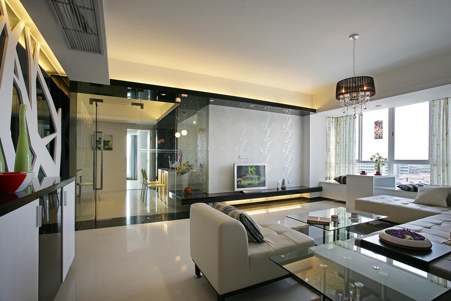 90平米装修,三居室装修,现代简约风格,10-15万装修,客厅,白色