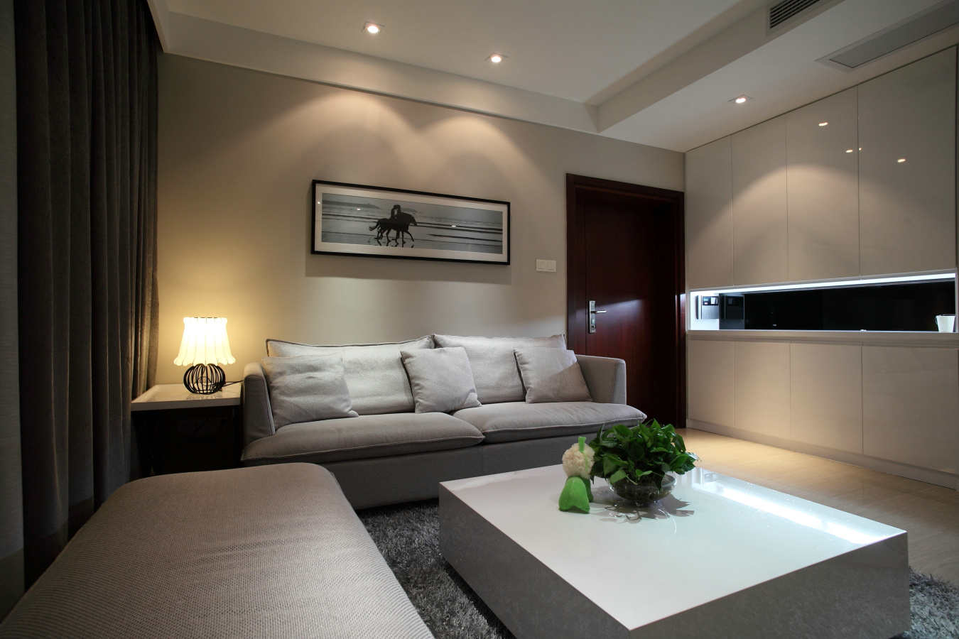 二居室装修,110平米装修,10-15万装修,现代简约风格,沙发,沙发背景墙,灰色