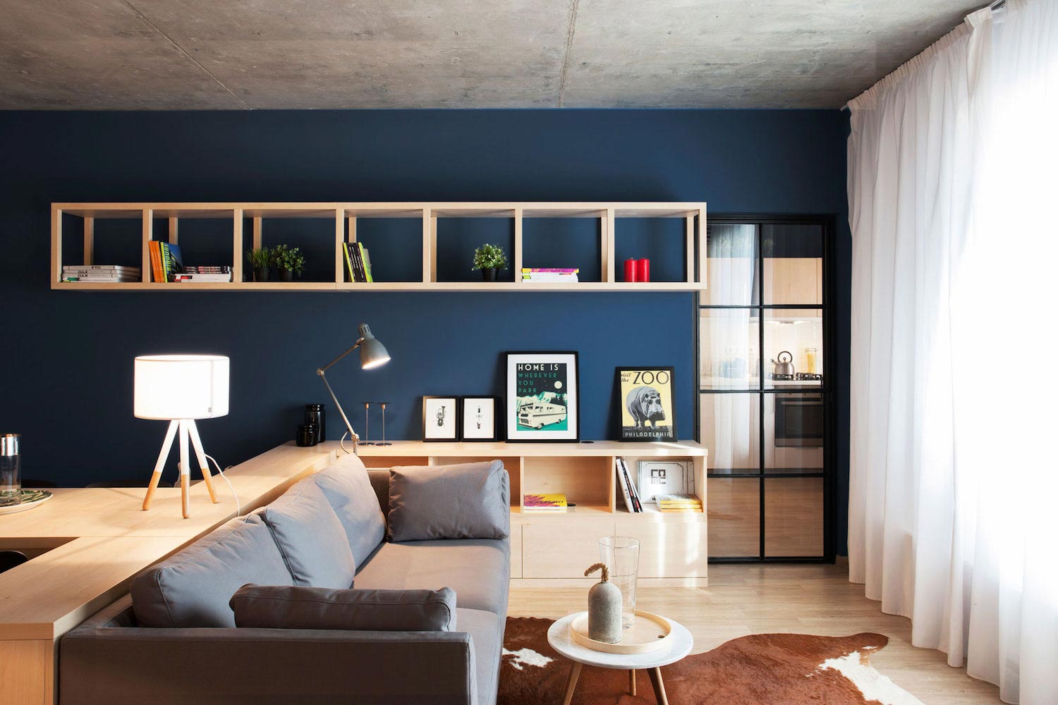 50平米装修,小户型装修,公寓装修,5-10万装修,简约风格,沙发,蓝色