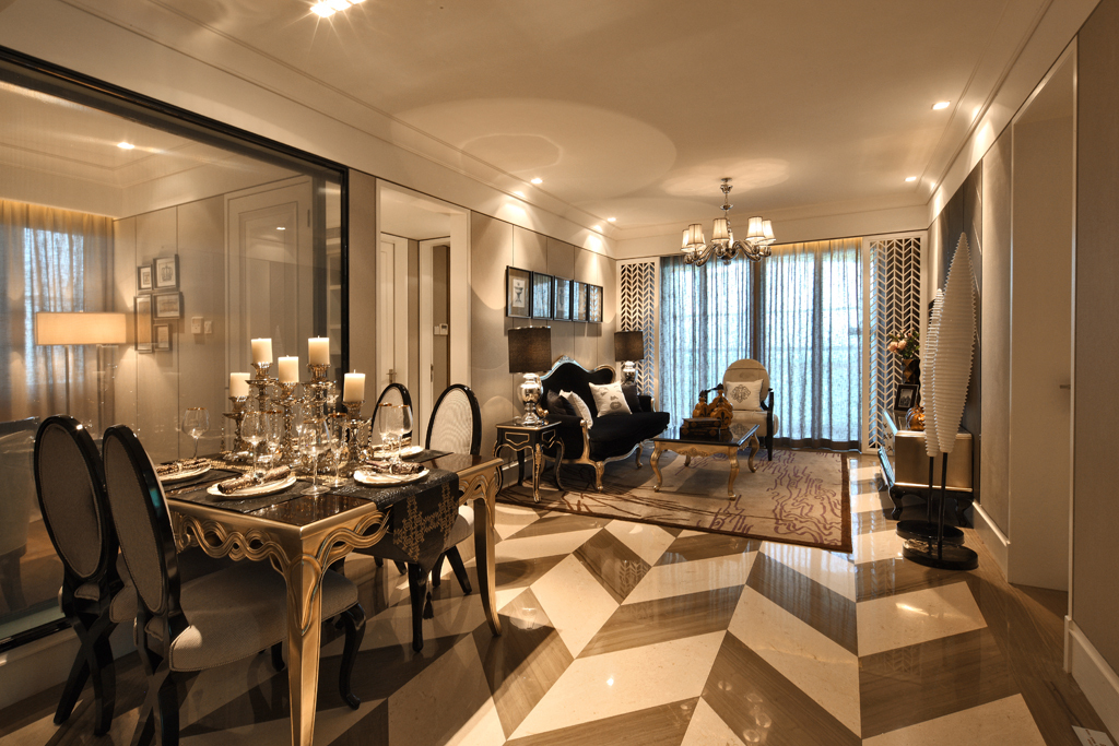 80平米装修,二居室装修,15-20万装修,新古典风格,欧式风格,餐厅,暖色调,餐桌