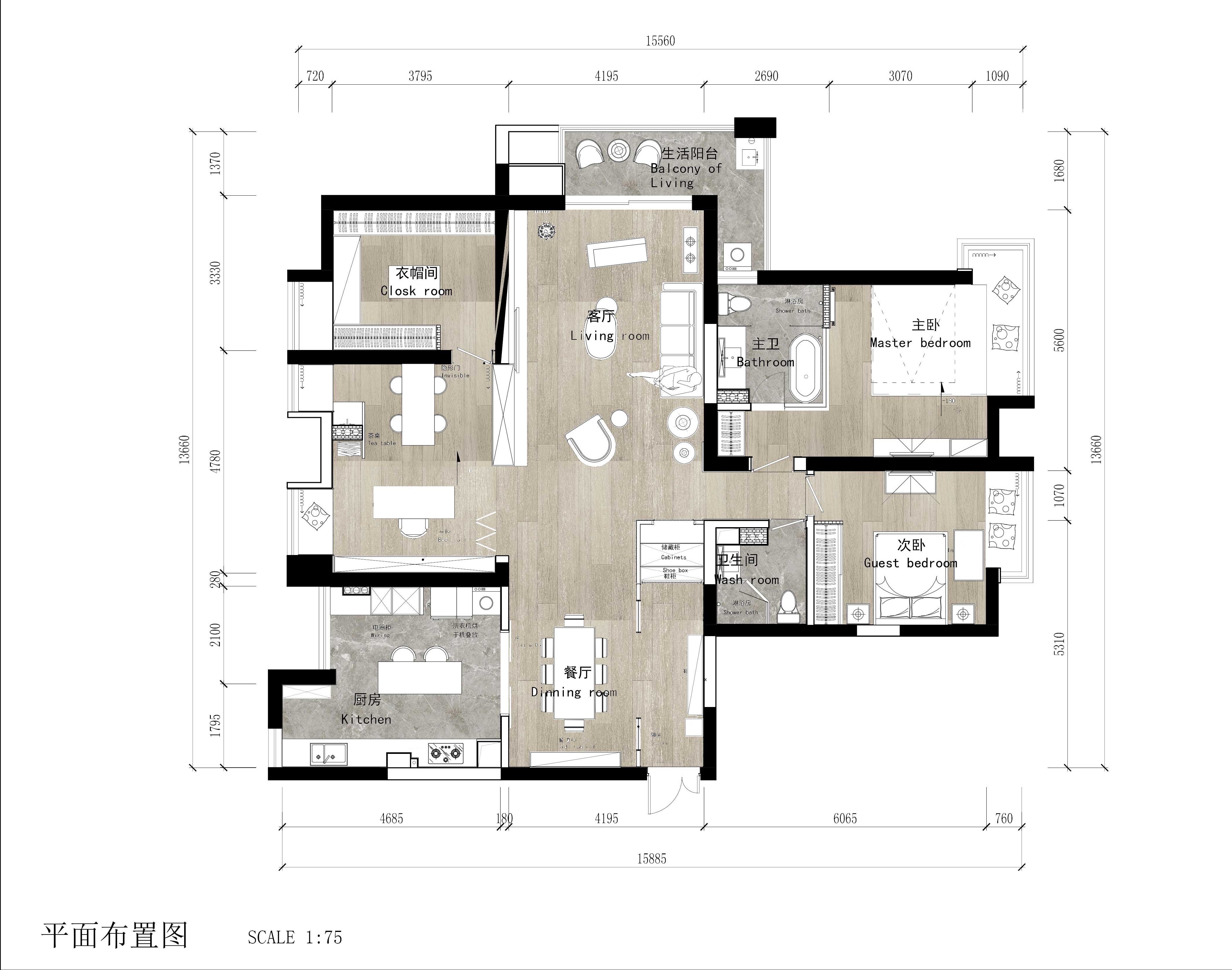 180现代大平层装修效果图,二人世界装修案例效果图