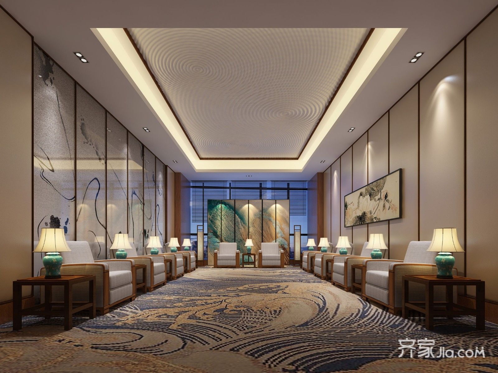 装修效果图_现代轻奢办公室装修案例效果图-齐家典尚