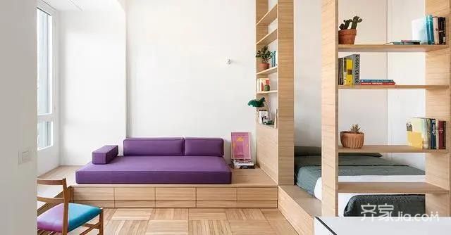 2万53平米现代小户型/一房装修效果图,地台式沙发床