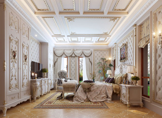 奢华法式风格别墅客厅装修效果图