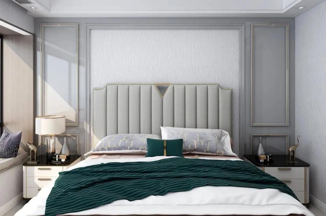卧室 (卡拉瓦乔艺术壁材) 温柔的月牙白"威斯丁布纹", 淡雅宁静气质