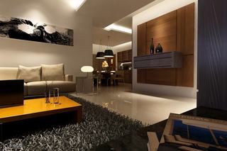 现代简约风格公寓稳重沙发背景墙效果图