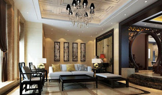 中式风格稳重客厅背景墙设计