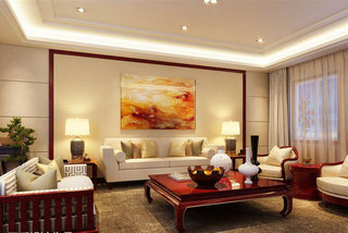 中式风格舒适客厅背景墙设计