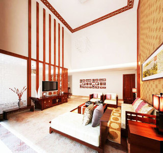 中式风格简洁客厅客厅电视背景墙设计图纸