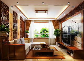中式风格艺术客厅客厅电视背景墙设计图