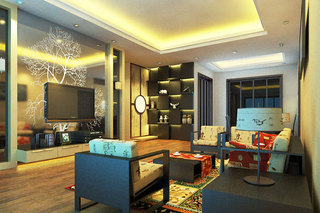 中式风格简洁客厅客厅电视背景墙设计图
