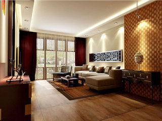 中式风格舒适客厅效果图