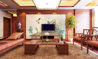 中式风格大气客厅沙发背景墙设计图纸