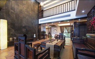 中式风格简洁客厅沙发背景墙设计图纸