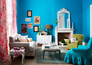 欧式风格蓝色欧式客厅设计图纸