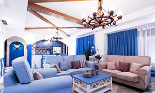地中海风格舒适蓝色客厅装修