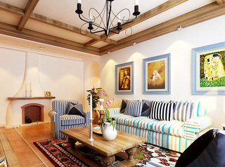 地中海风格舒适暖色调客厅效果图