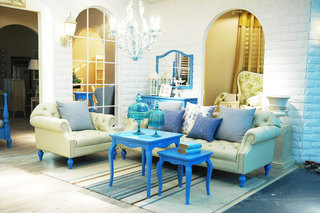 地中海风格浪漫蓝色客厅装修效果图