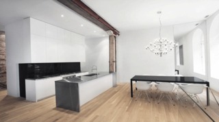 现代简约风格简洁黑白厨房餐桌效果图