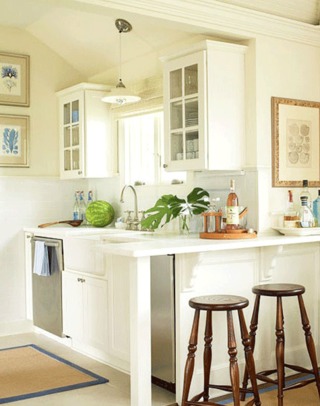 现代简约风格小清新白色厨房吧台设计图