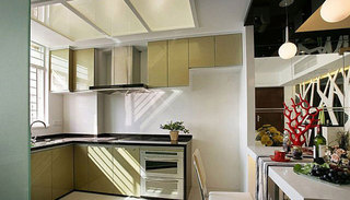 现代简约风格小清新绿色厨房橱柜图片