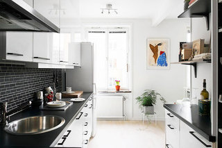 现代简约风格实用黑白厨房橱柜定做