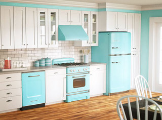欧式风格小清新蓝色厨房橱柜定做